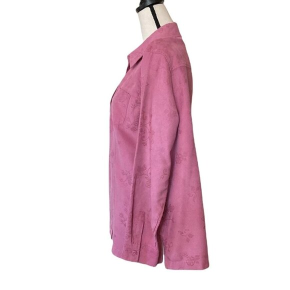 Craft & Barrow floral suede‎ texture lightweight pink jacket women size L - Picture 4 of 11